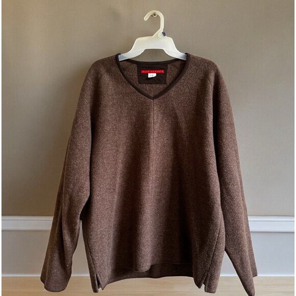 Vintage RYAN ROBERTS Mens Size S Small Brown Wool Pullover V-neck Sweater Jumper - Picture 1 of 7